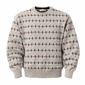 VTG 90s Fieldmaster Fair Isle Knit Sweater Men Medium Oatmeal Cozy Fisherman